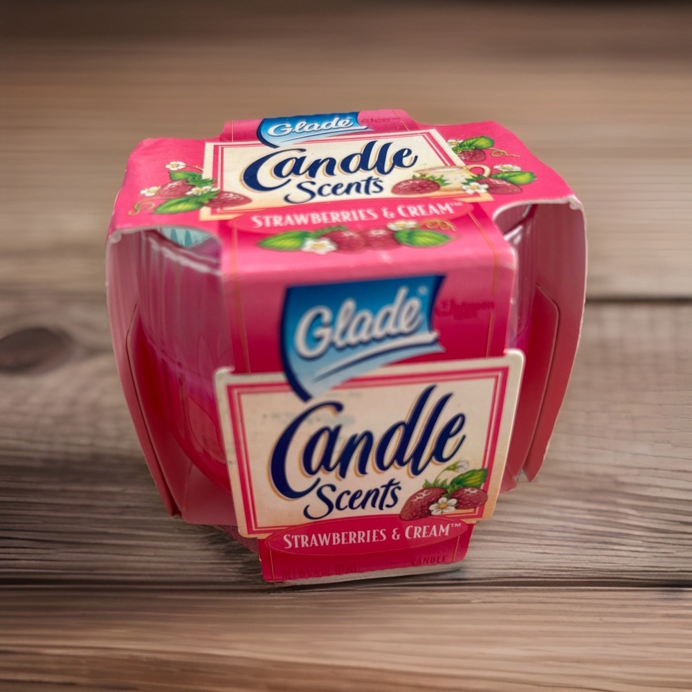 Vintage 1996 Glade Candle Scents Jar Strawberries & Cream New in Package